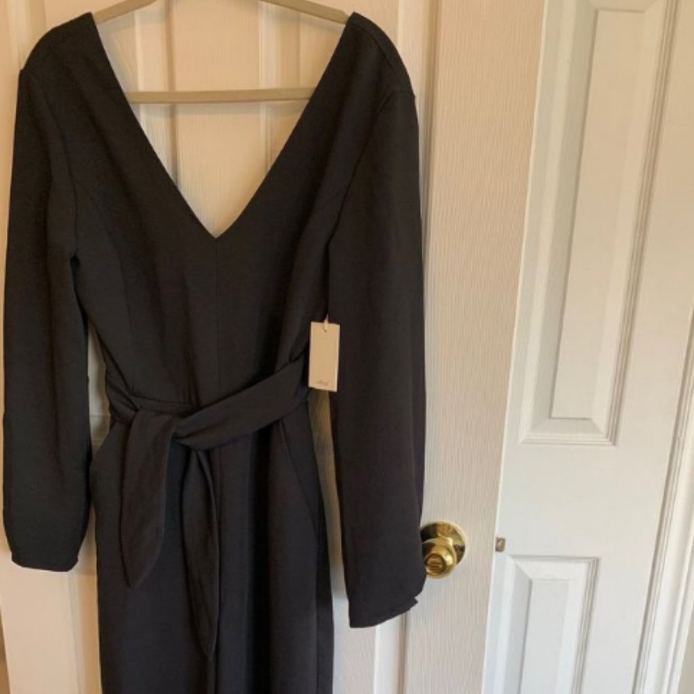 Aritzia Wilfred Tie-Waist, Long-Sleeve Jumpsuit in Black